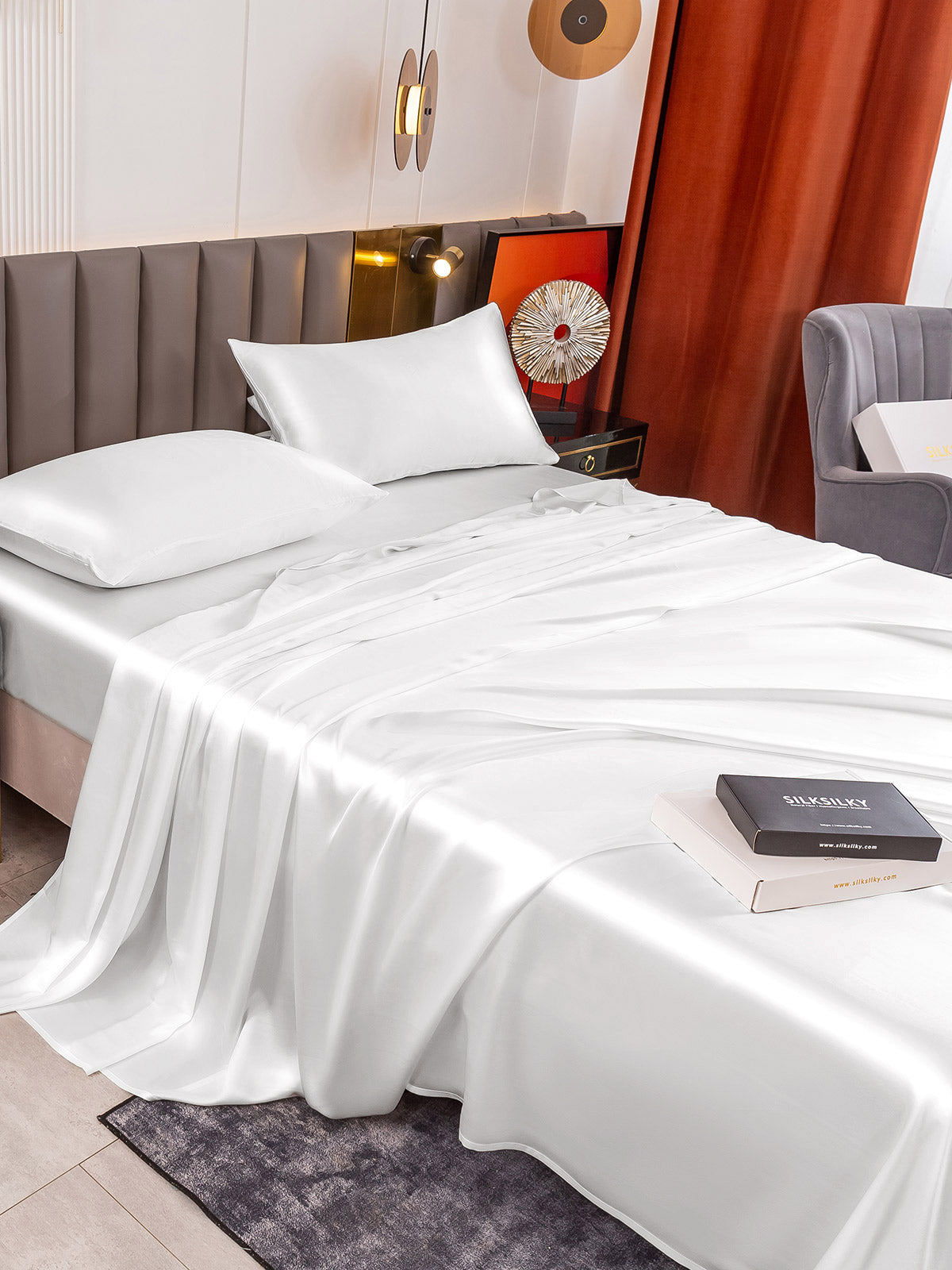 [Blanco] SilkSilky-ES 19Momme Seda Pura Bedding Set 007