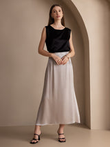[Negro] SilkSilky-ES Sleeveless Round Neck Top de tirantes 003