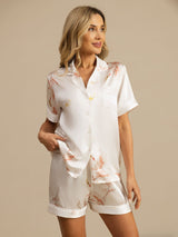 [Blanco] SilkSilky-ES Short Sleeve Lapel Collar Pijamas de mujer 003