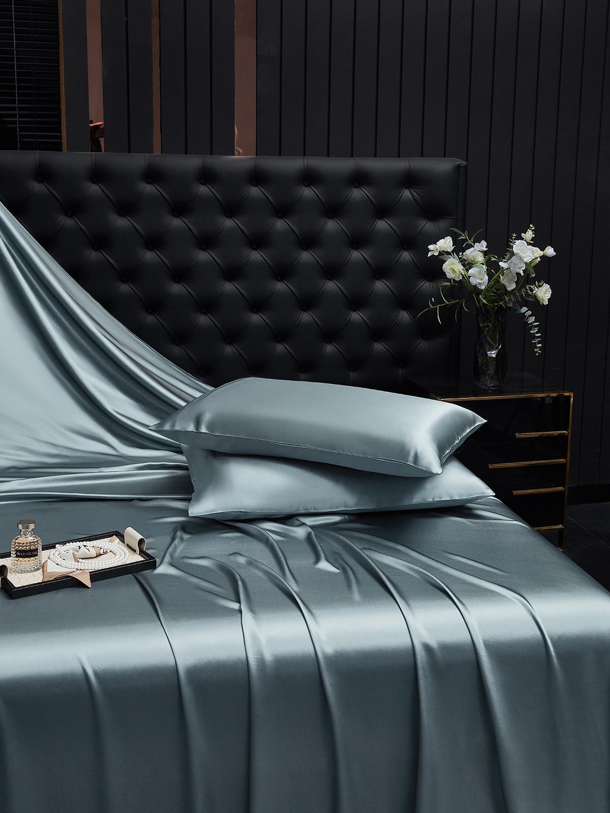 [Azul Grisáceo] SilkSilky-ES 19Momme Seda Pura Pillowcase 001