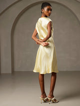 [Amarillo] SilkSilky-ES Cap Sleeve V Neck Camisón 002
