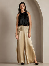 [Champán] SilkSilky-ES 19Momme Seda Split Pantalones de mujer 013