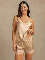 [Champán] SilkSilky-ES Spaghetti Strap V Neck Conjunto de tirantes 001