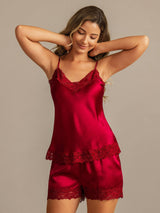 [Vino] SilkSilky-ES Spaghetti Strap V Neck Conjunto de tirantes 005