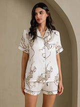 [Guepardo Blanco] SilkSilky-ES Short Sleeve Notch Collar Pijamas de mujer 004