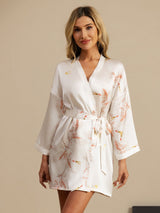 [Blanco] SilkSilky-ES 3/4 Sleeve Bata de mujer 003
