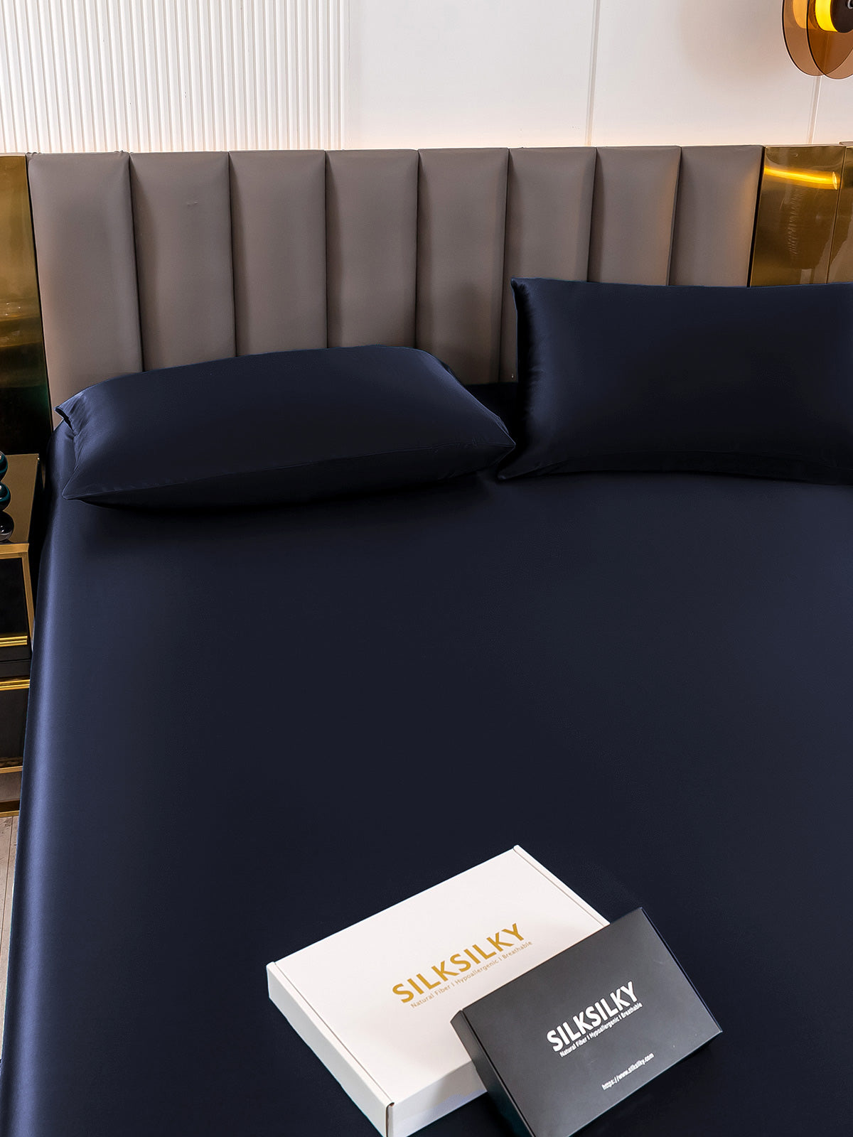 [Azul Oscuro] SilkSilky-ES 19Momme Seda Pura Bedding Set 005