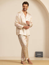 [Champán] SilkSilky-ES Long Sleeve Notch Collar Pijamas de hombre 004