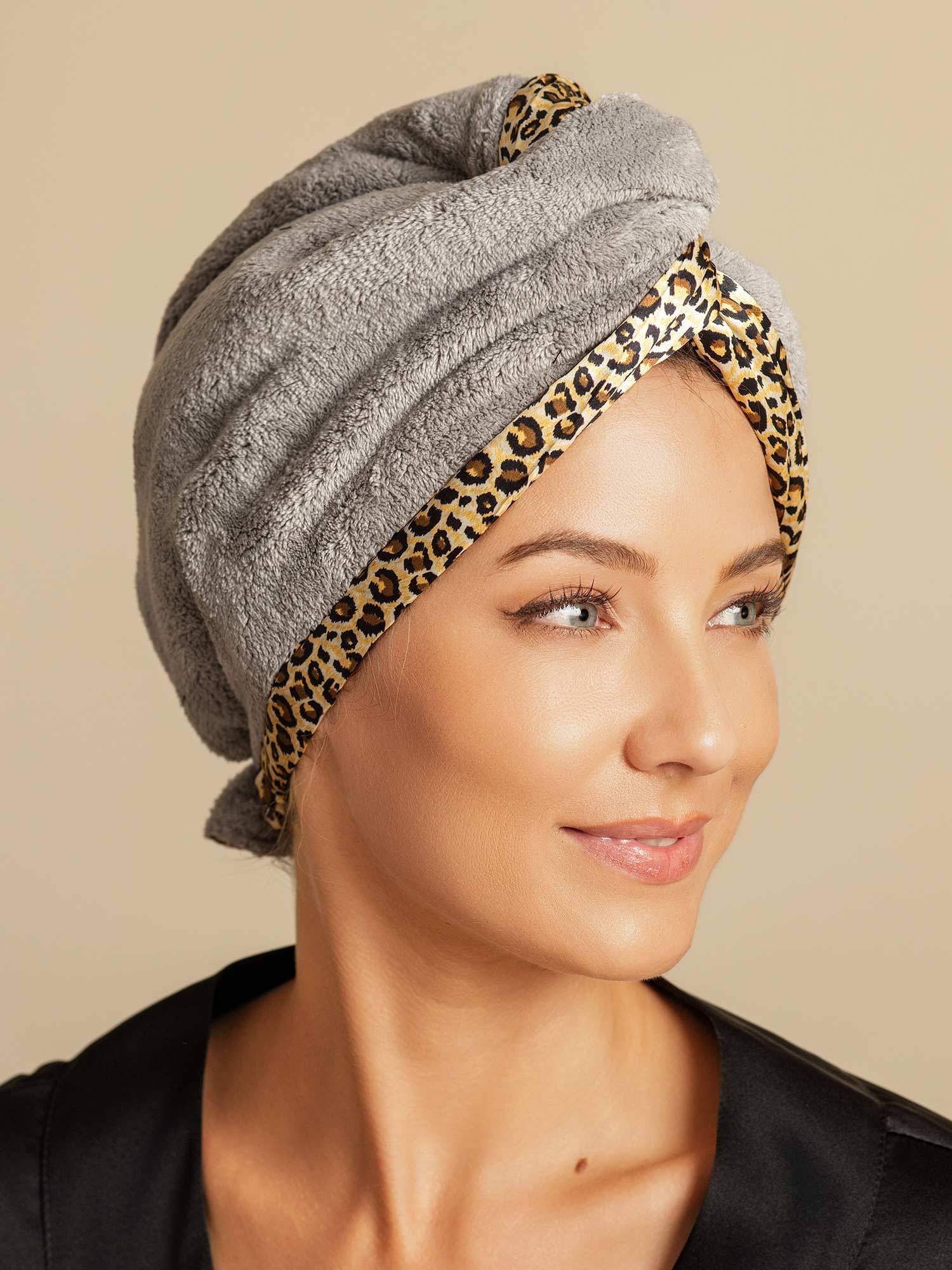 [Leopardo] SilkSilky-ES Seda Pura Hair Towel Wrap 007,