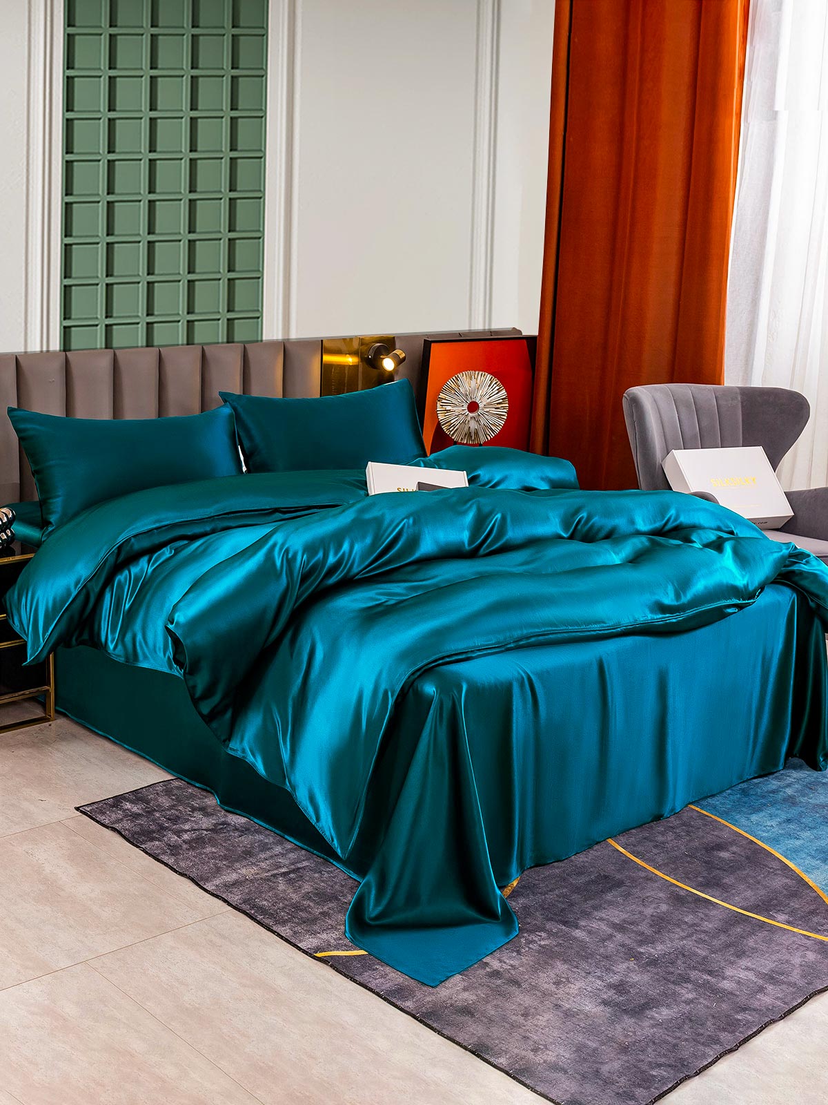 [Azul Real] SilkSilky-ES 25Momme Seda Pura Bedding Set 002