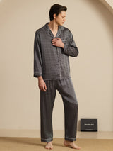 [Ginkgo Negro] SilkSilky-ES 19Momme Manga larga Pijamas de hombre 006
