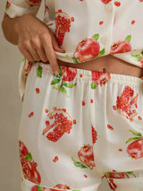 [Granada Blanca] SilkSilky-ES Short Sleeve Notch Collar Pijamas de mujer 005