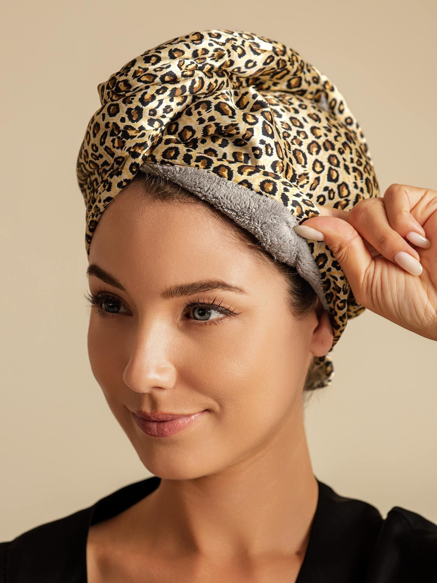 [Leopardo] SilkSilky-ES Seda Pura Hair Towel Wrap 003,