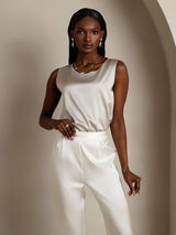 [Gris Claro] SilkSilky-ES Sleeveless Round Neck Top de tirantes 006