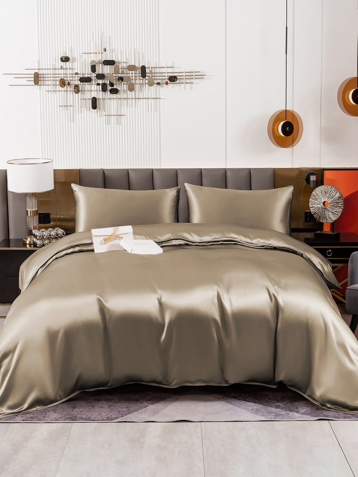 [Caqui] SilkSilky-ES 19Momme Juego de ropa de cama 002