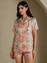 [Fauna Rosa] SilkSilky-ES Short Sleeve Notch Collar Pijamas de mujer 001