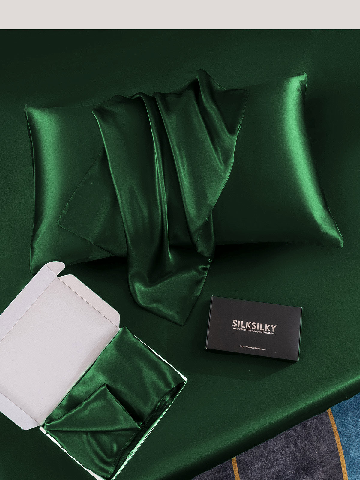 [Verde Oscuro] SilkSilky-ES 19Momme Seda Pura Pillowcase 006