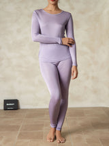 [Púrpura] SilkSilky-ES Long Sleeve Round Neck Ropa Interior Larga Mujer 001