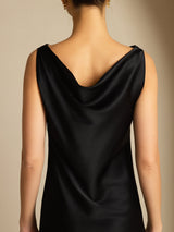 [Negro] SilkSilky-ES Sleeveless Cowl Neck Vestido 004
