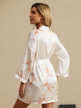 [Blanco] SilkSilky-ES 3/4 Sleeve Bata de mujer 002