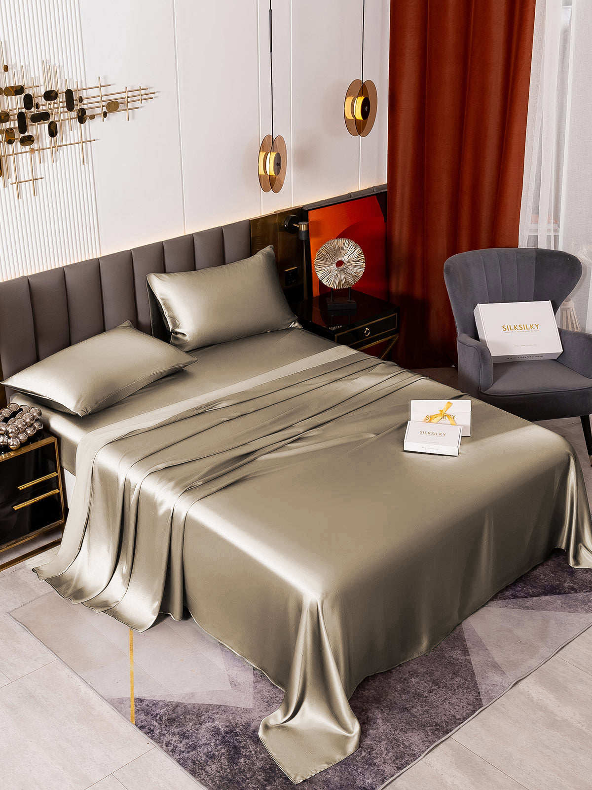 [Caqui] SilkSilky-ES 19Momme Seda Pura Bedding Set 005