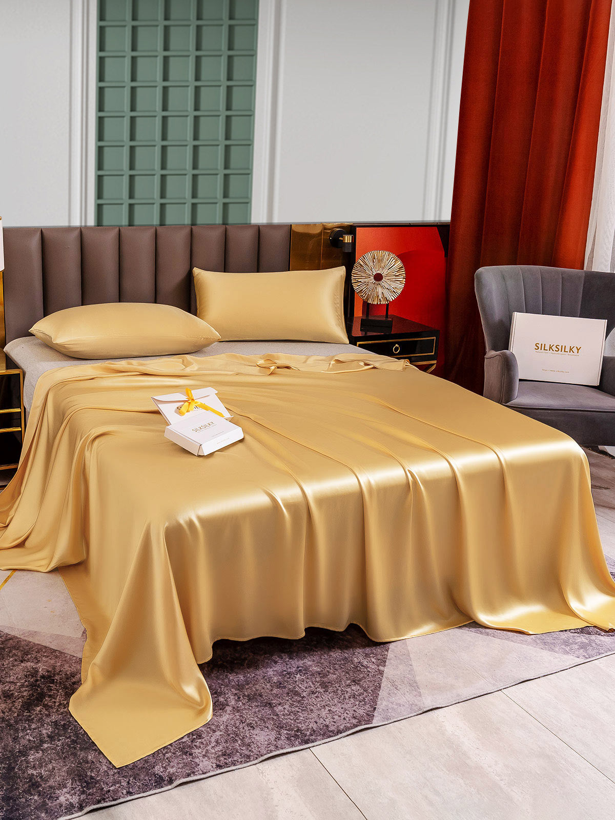 [Champán] SilkSilky-ES 25Momme Seda Pura Bedding Set 003