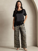 [Multi] SilkSilky-ES Seda Pura Manga corta Round Neck Pijamas de mujer 001