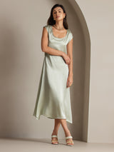 [Verde Claro] SilkSilky-ES Cap Sleeve Vestido 004