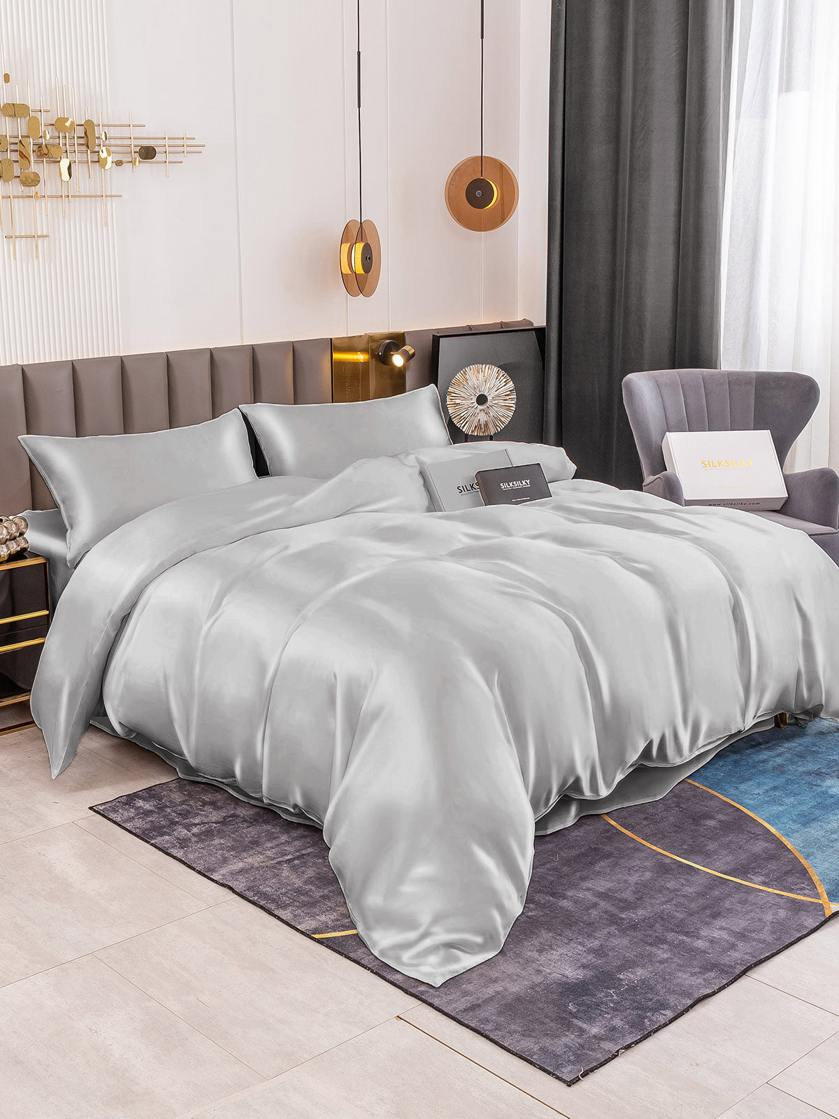 [Plata] SilkSilky-ES 19Momme Seda Pura Bedding Set 001