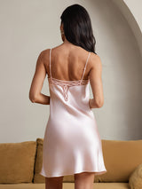 [Rosa] SilkSilky-ES Seda Pura Cuello en V Camisón 002