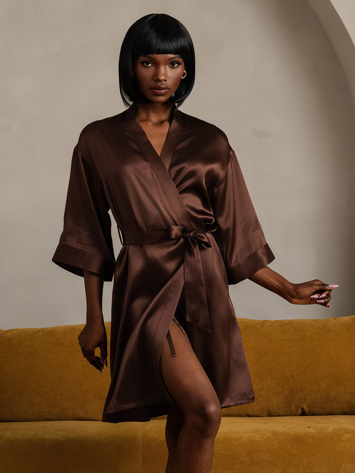 [Café] SilkSilky-ES Seda Pura Womens Robe 007
