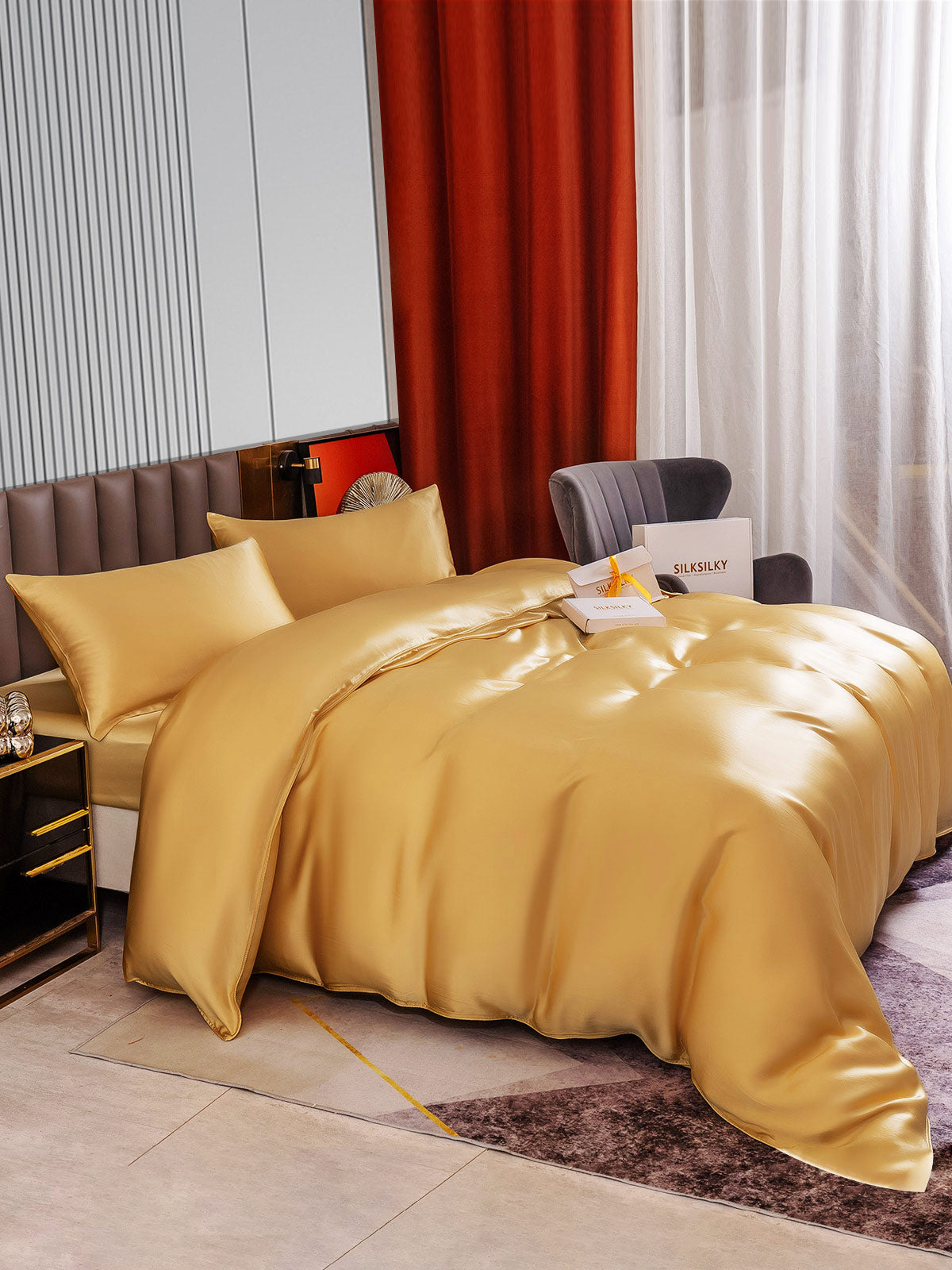 [Champán] SilkSilky-ES 22Momme Seda Pura Bedding Set 003