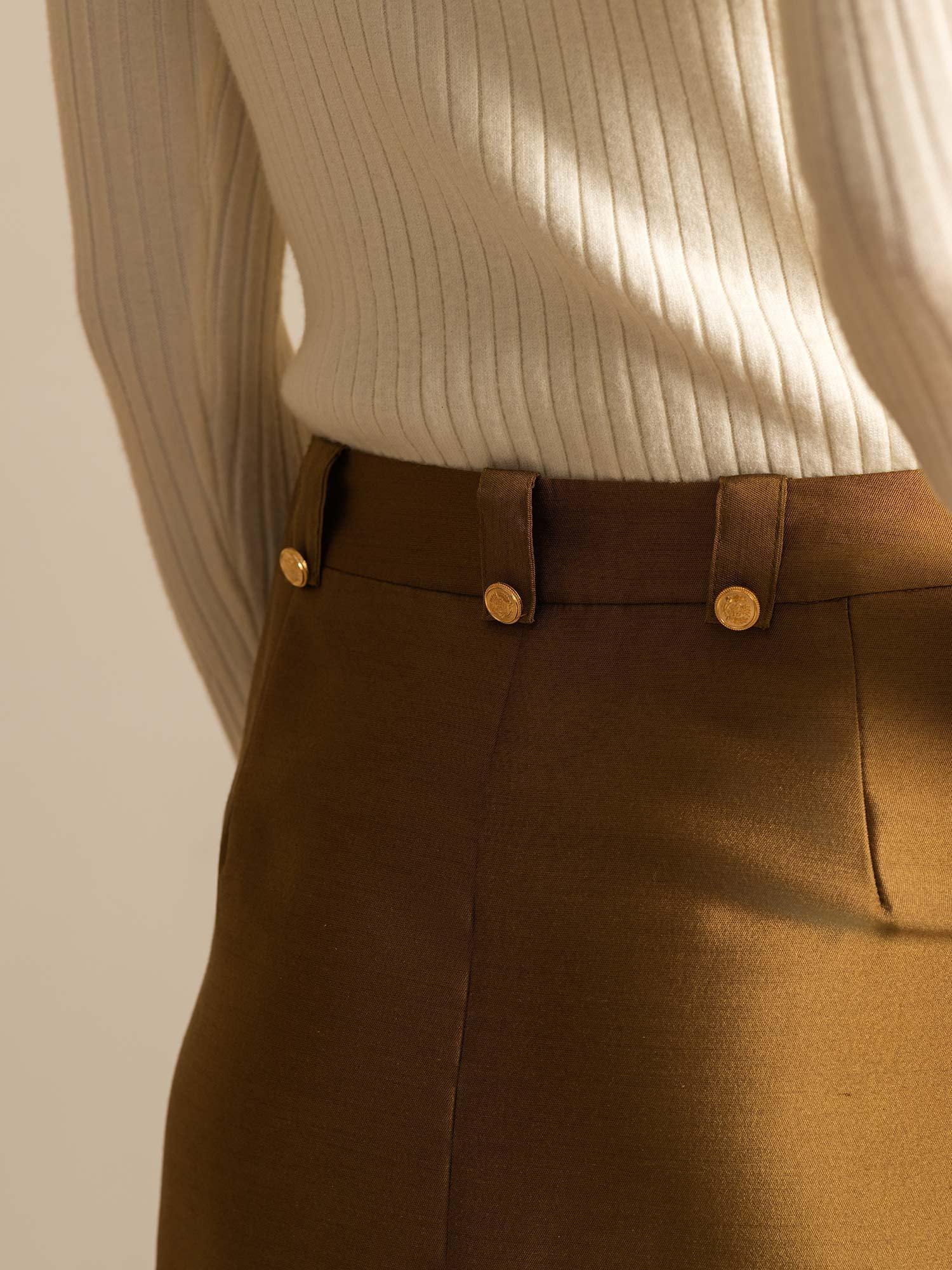 [Bronce] SilkSilky-ES 32Momme Silk-Wool Blend Skirt 005,