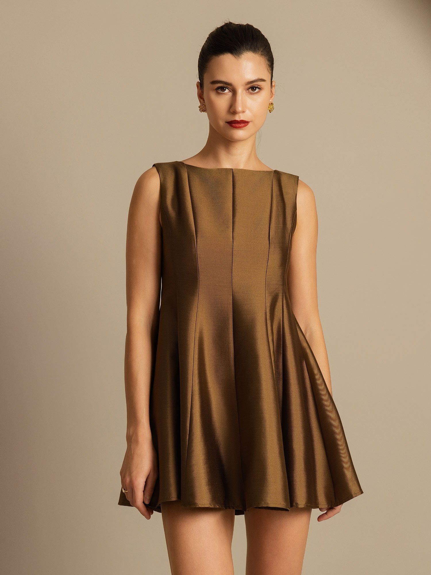 [Bronce] SilkSilky-ES 32Momme Silk-Wool Blend Dress 003,