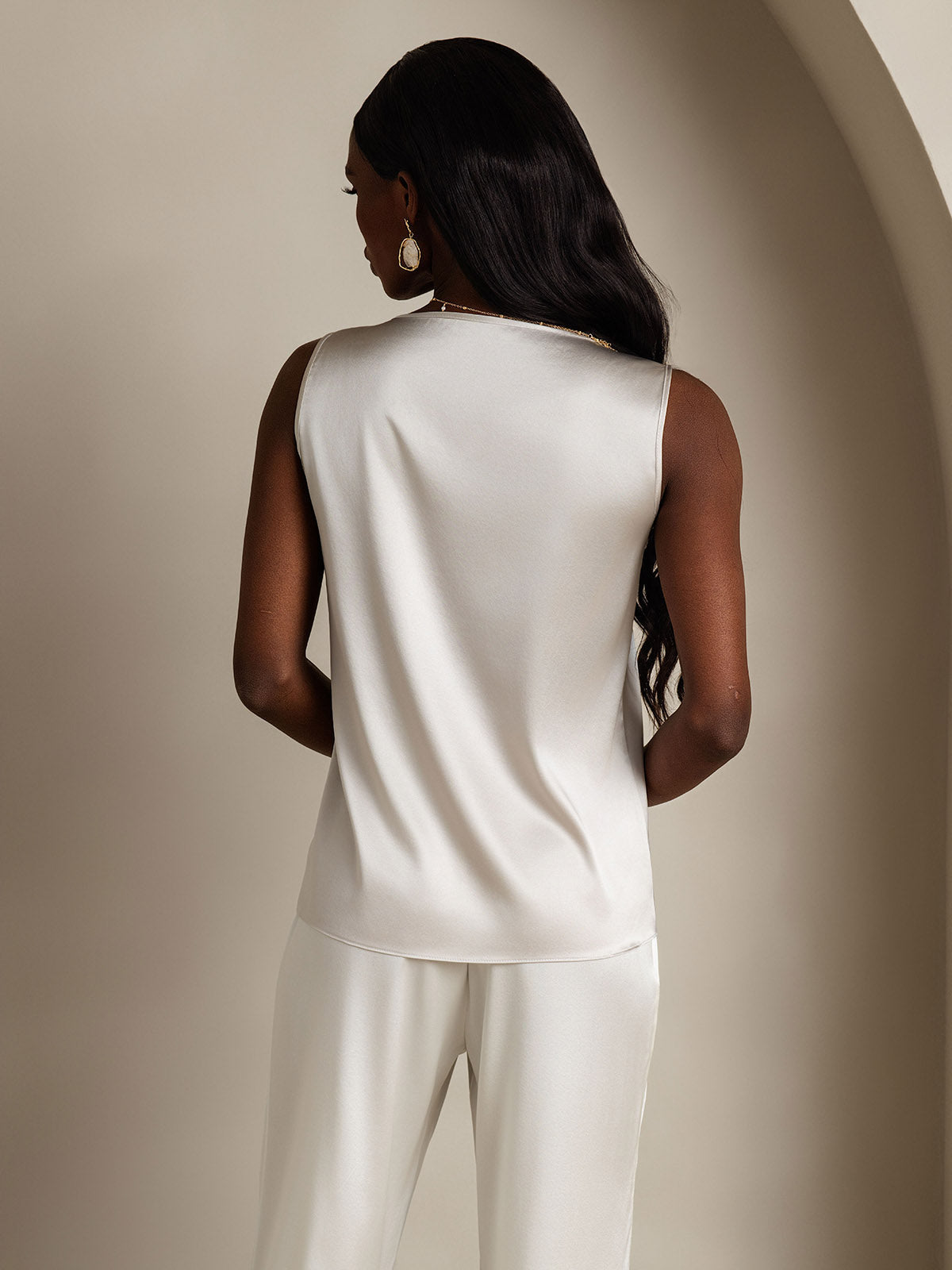 [Gris Claro] SilkSilky-ES 19Momme Seda Camisoles 002