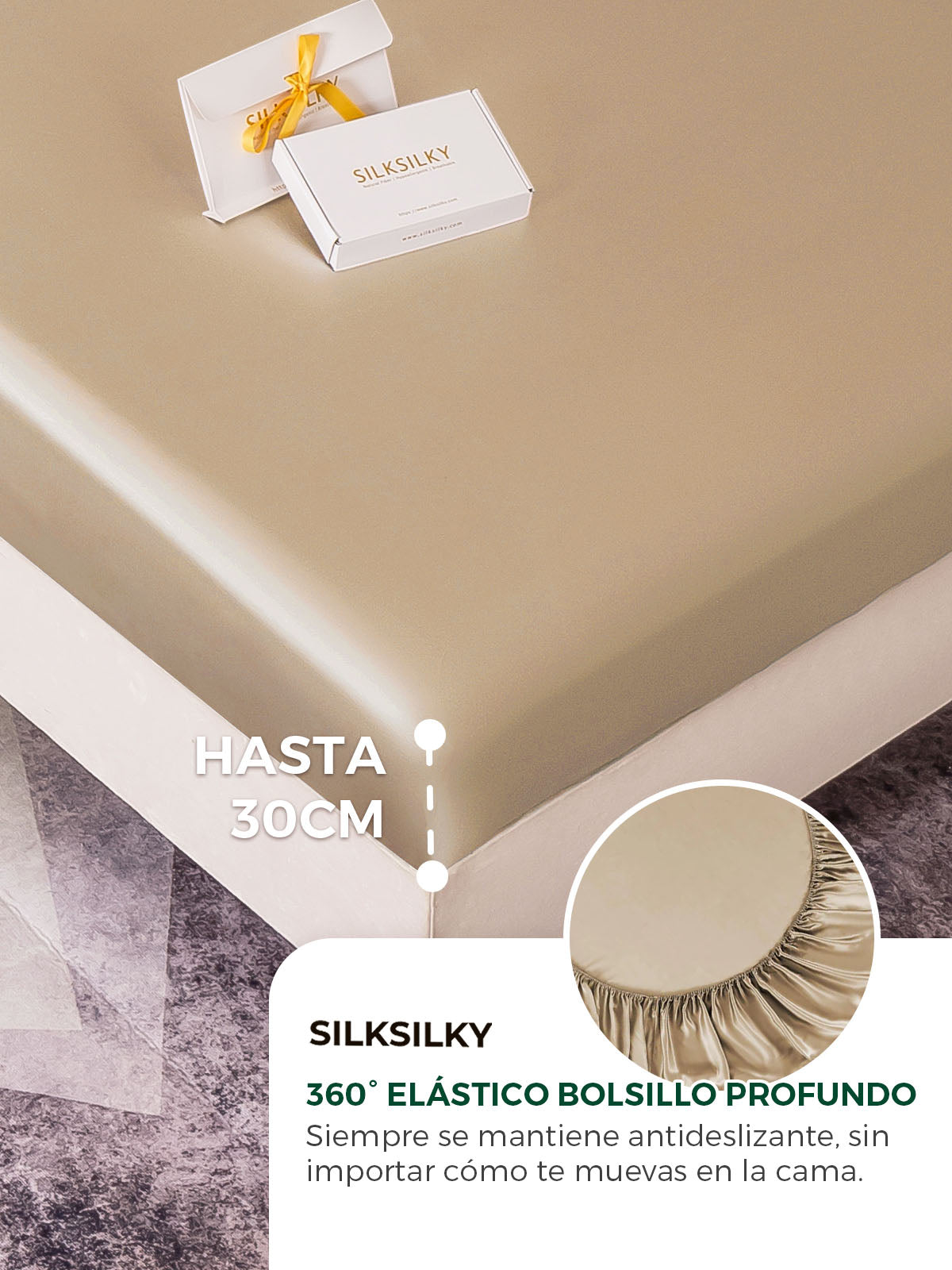 [Beige] SilkSilky-ES 19Momme Seda Pura Bedding Set 004