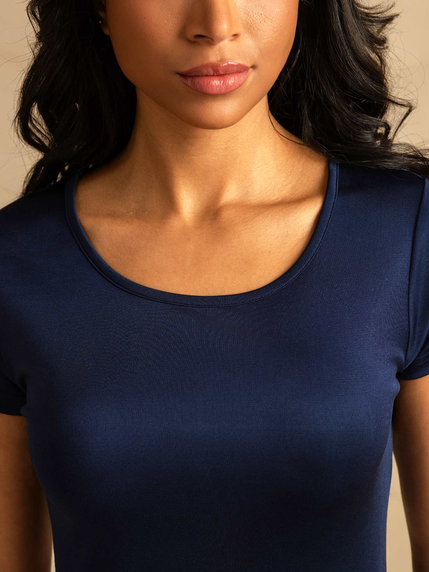 [Azul Oscuro] SilkSilky-ES Tejido de seda Womens Loungewear 004