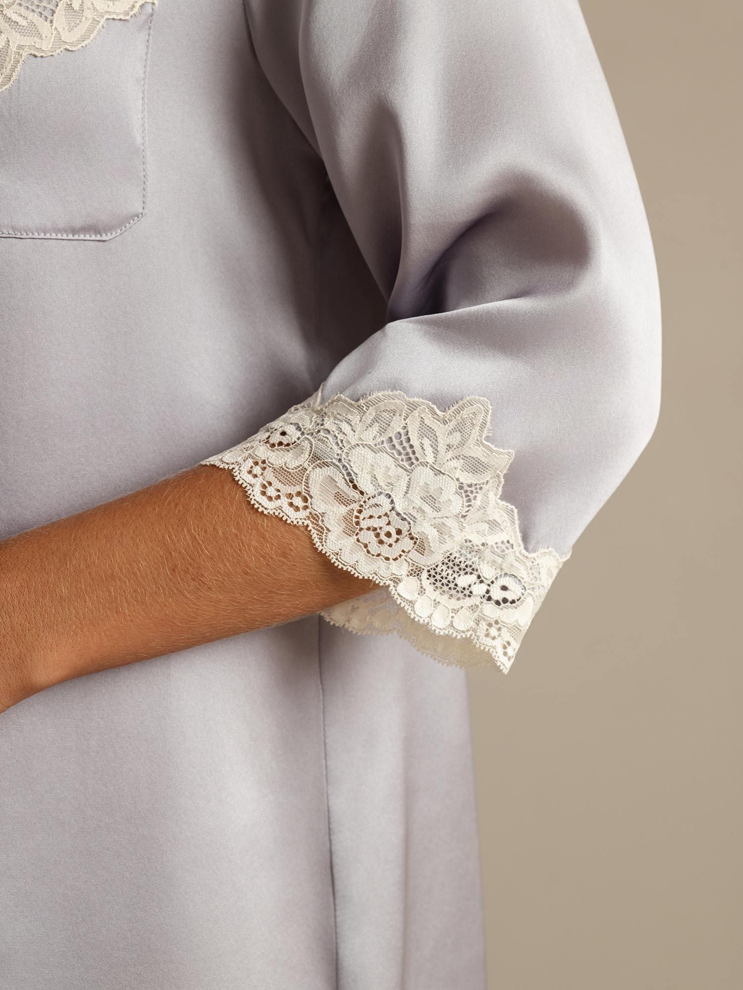 [Lavanda] SilkSilky-ES Seda Pura Cuello Camisero Camisas de dormir 005