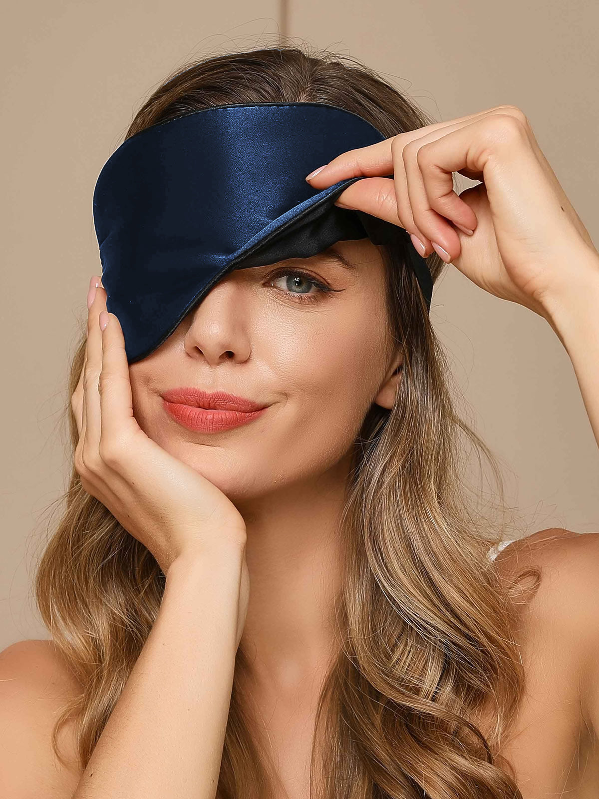[Azul Oscuro] SilkSilky-ES 19Momme Seda Pura Eye Mask 001