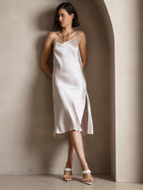 [Beige] SilkSilky-ES Spaghetti Strap Vestido 006