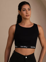 [Negro] SilkSilky-ES Sleeveless Crew Neck Top de tirantes 001