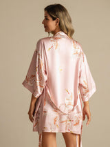 [Rosa] SilkSilky-ES 3/4 Sleeve Bata de mujer 002