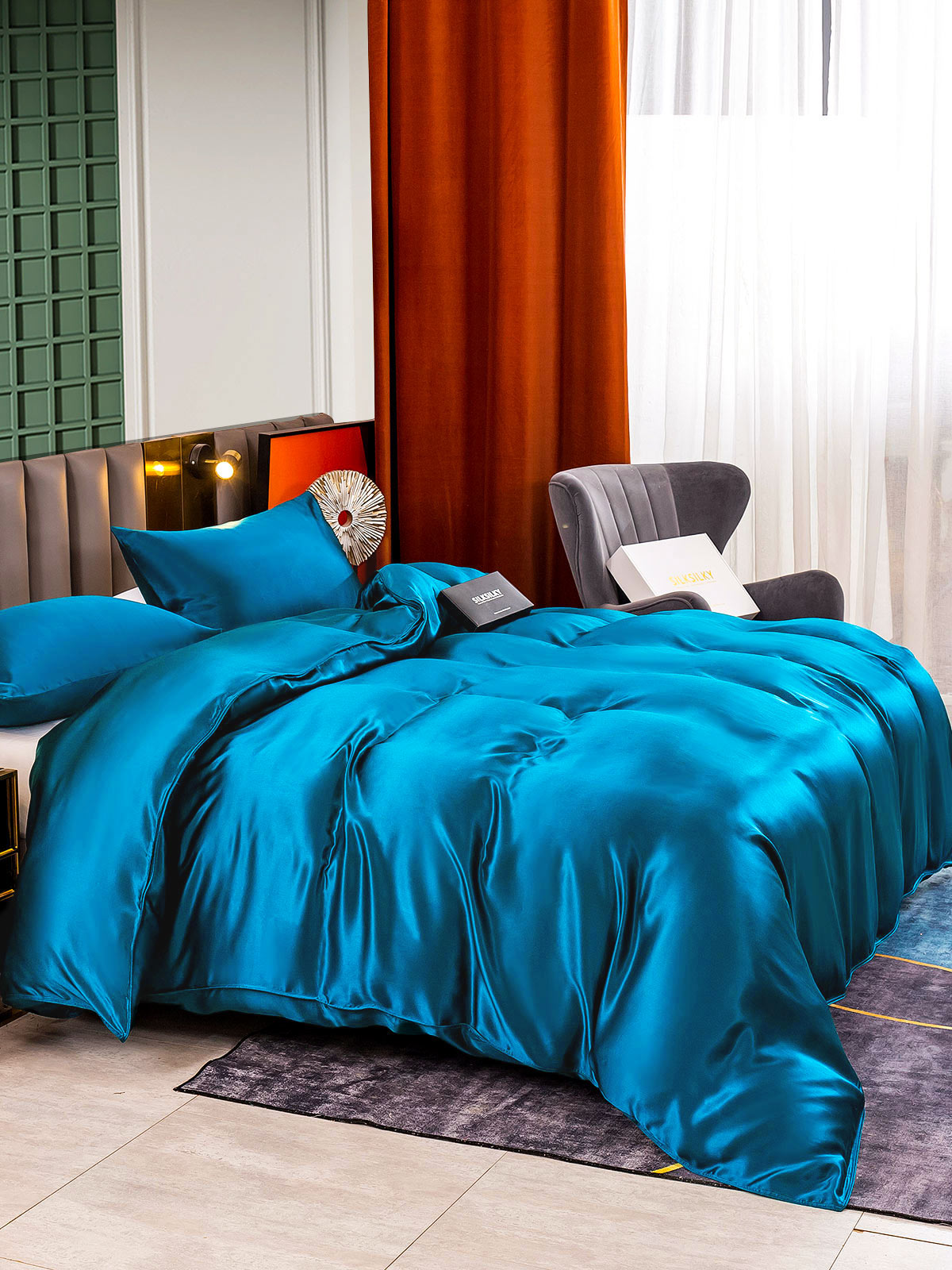 [Azul Real] SilkSilky-ES 25Momme Seda Pura Bedding Set 002