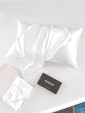 SilkSilky-ES 19Momme Seda Pura Pillowcase Blanco 007