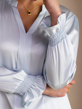 [Cielo Azul] SilkSilky-ES Long Sleeve Blusas 005