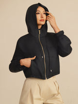 [Negro] SilkSilky-ES 18Momme Manga larga Cuello Alto Chaqueta de mujer 003