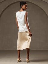 [Blanco] SilkSilky-ES Sleeveless Round Neck Top de tirantes 002
