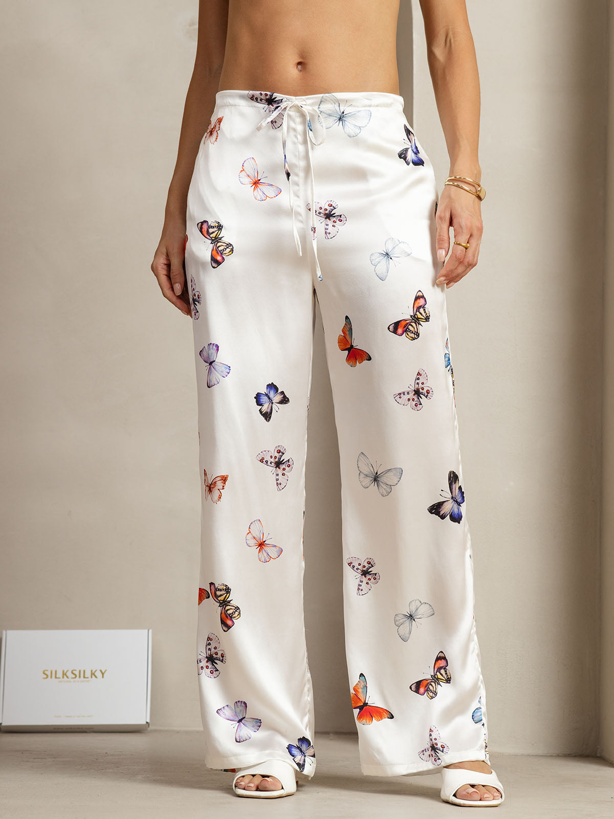 [Mariposa Blanca] SilkSilky-ES 19Momme Seda Womens Pants 001