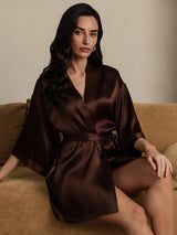 [Café] SilkSilky-ES 3/4 Sleeve Bata de mujer 006
