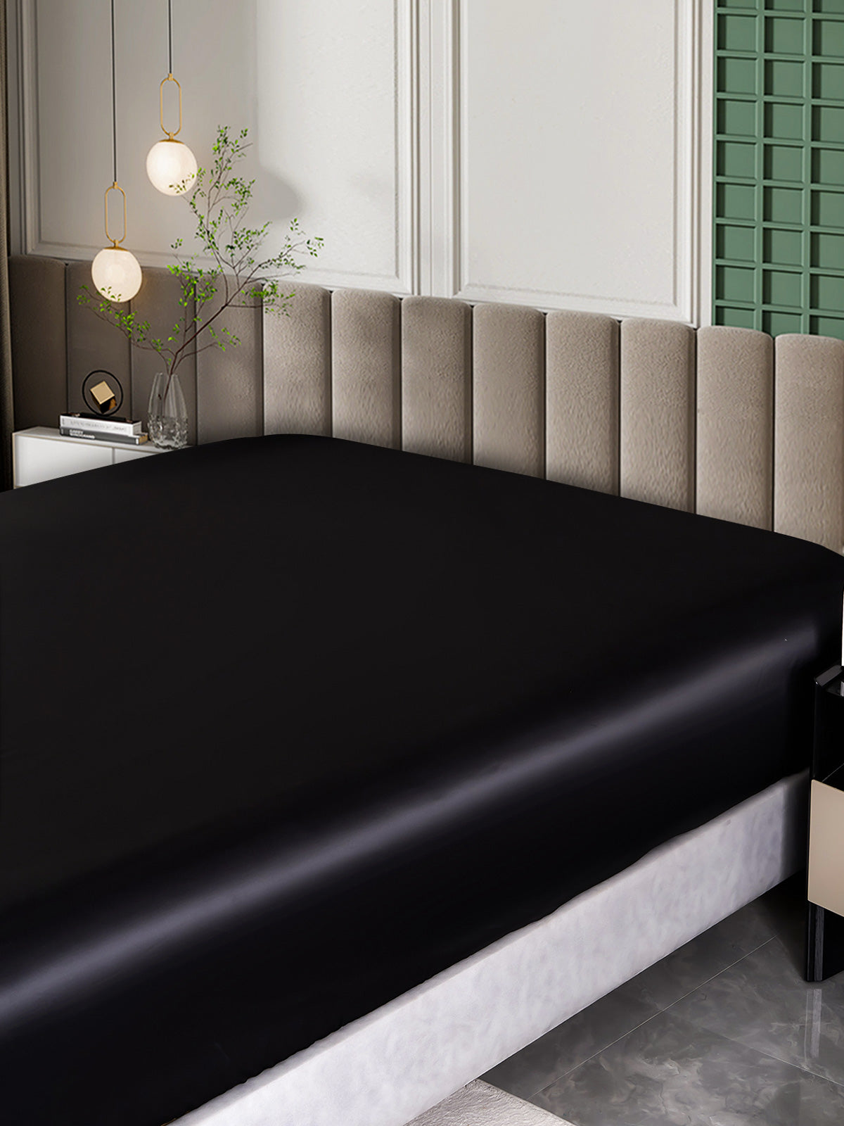 [Negro] SilkSilky-ES 25Momme Seda Pura Sheet 005